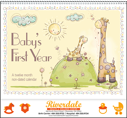 Baby 1st Year Spiral Bound Wall Calendar for 2023